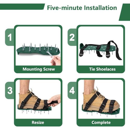 Fecovanti Aerator Shoes with Adjustable Strap,Heavy Duty Spikes for Grass Aerating Patio Garden,Fully Assembled Aerating Shoes for Yard Patio Lawn Garden