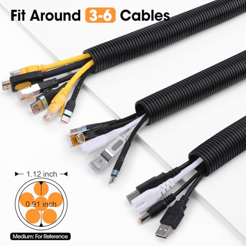 YesBes 1" x 40ft Black Split Wire Loom Tubing - Electrical Conduit & Protector