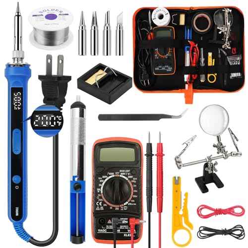 100W Soldering Iron Kit,Adjustable Temperature 180-520¡É Solder Iron,16 In 1 Soldering Iron Kit with 5 Solder Tips,Multimeter,Desoldering Pump,Stand,Tweezers