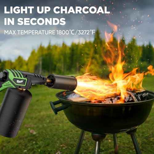 Powerful Propane Torch Head, Campfire Starter, Charcoal Lighter, Welding Torch Head by MAPP, MAP/PRO, for Searing Steak, Soldering, Brazing, Stripping Paint(Tank Not Included)