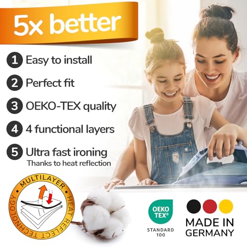 Smart&Gentle 15x54 in Ironing Board Cover with Heat-Reflection Aluminum Layer