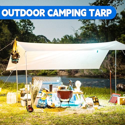 MVPNET 10x20 Feet Waterproof Heavy Duty UV Resistant White Tarp - 12mil