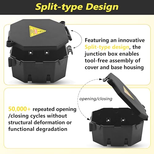 MIARALA Black Open Splice Junction Box 2 Pack - Flame-Retardant, Safety-Designed Electrical Enclosures