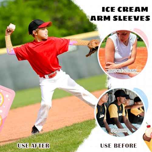 Ice Cream Baseball Arm Sleeves Cone Compression Arm Sleeves for Adult Sport Baseball Football