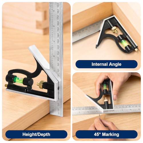 Combination Square 12 Inch and 7 Carpenter Tool Set