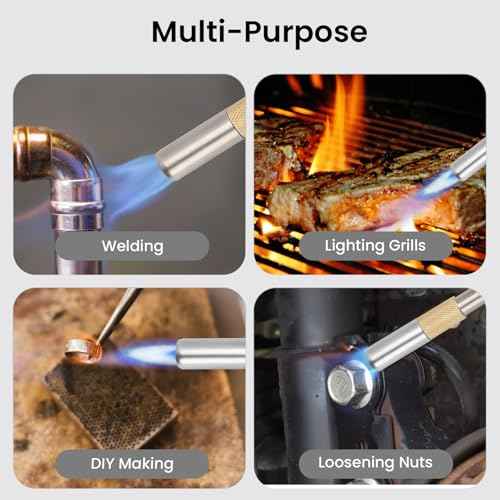 Propane Torch Head, Map Gas Torch with Igniter and Flame Adjustable, Hand Blow Torch with Fuel by Propane MAPP MAP PRO Gas, for Plumbing Soldering Lighting Campfires and Grills (CSA Certified)