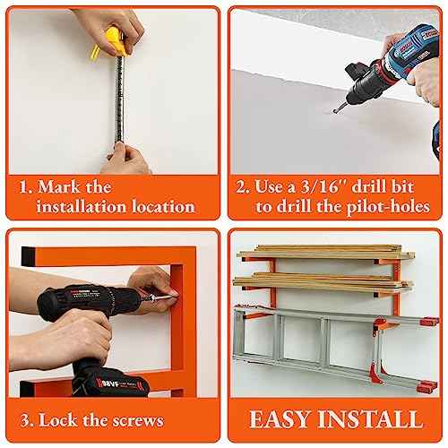 Lumber Storage Rack Wall Mount, Heavy Duty Metal Wood Organizer with 3-Level Each Shelf Holds Up 200 Lbs, Indoor & Outdoor Use