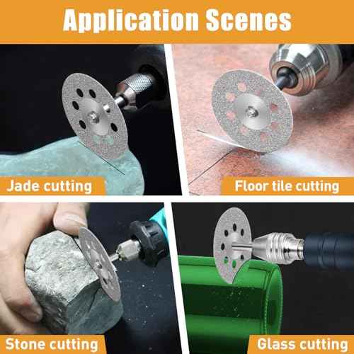 20 pcs 545 Diamond Cutting Wheel Cut Off Discs Coated (22mm) for Dremel Rotary Tool with 402 Mandrel (3mm) 4pcs and Screwdriver for Rotary Tool Accessories