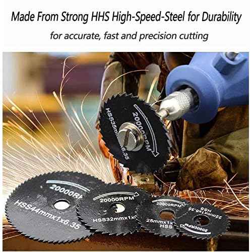 6 Pcs Rotary Drill Saw Blades, Steel Saw Disc Wheel Cutting Blades with 1/8" Straight Shank Mandrel for Dremel Drills Rotary Tools(Power Tools are not Included)