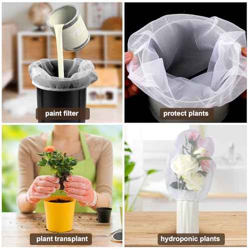 5pcs Paint Strainer Bags 5 Gallon, Paint & Liquid Filter Bags White Fine Mesh Bucket Strainer with Elastic Top Opening Paint Filtering Bag for Paint Gardening Hydroponics
