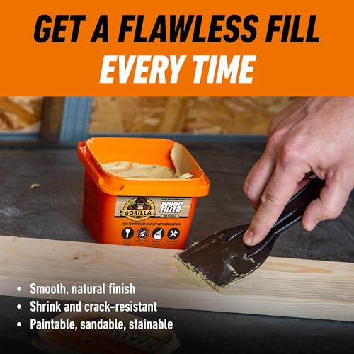 Gorilla All Purpose Wood Filler 16 oz Tub Natural Finish - Water Resistant & Paintable