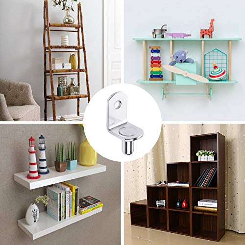 Cerpourt 40 Pcs Nickel Plated 1/4 Inch Shelf Support Pegs, L-Shaped Brackets for Cabinets & Bookcases, Silver
