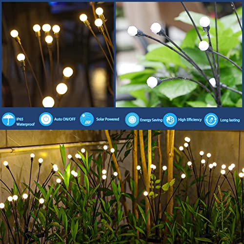 TONULAX 2 Pack Solar Garden Lights - Upgraded Swaying Firefly Outdoor Pathway Decor, Warm White