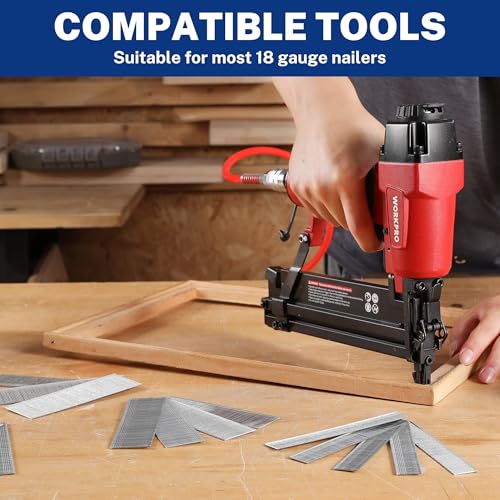 WORKPRO 18 Gauge Brad Nails Assortment 2'', 1-1/2'', 1-1/4'', 3/4'' Heavy Duty Fasteners