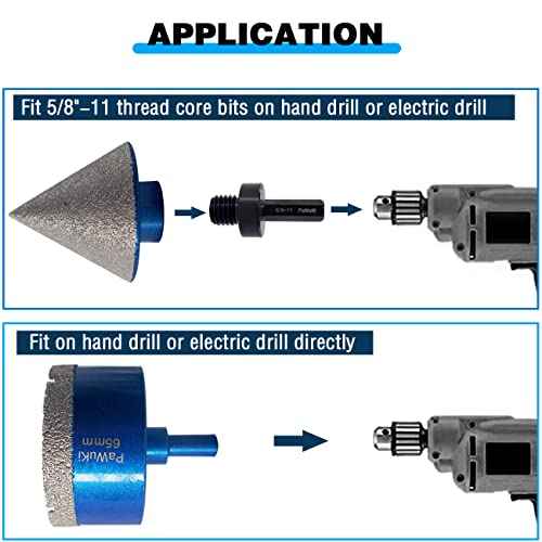 Core Drill Bit Arbor Adapter, 3/8" Hex Shank to 5/8-11 Male Drill for Threaded Diamond Hole Saw Drill Bits Attachment Arbor Shaft Adapter