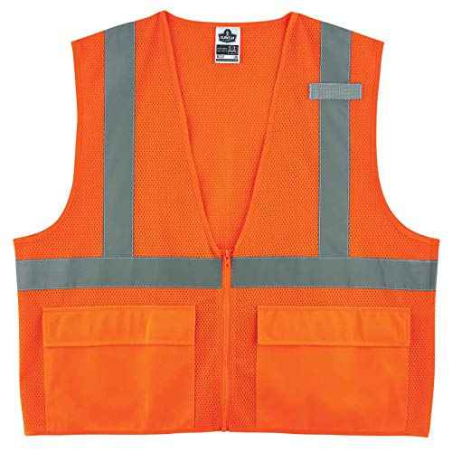 Ergodyne GloWear 8220Z High Visibility Reflective Safety Vest, ANSI Rated, Zipper Closure