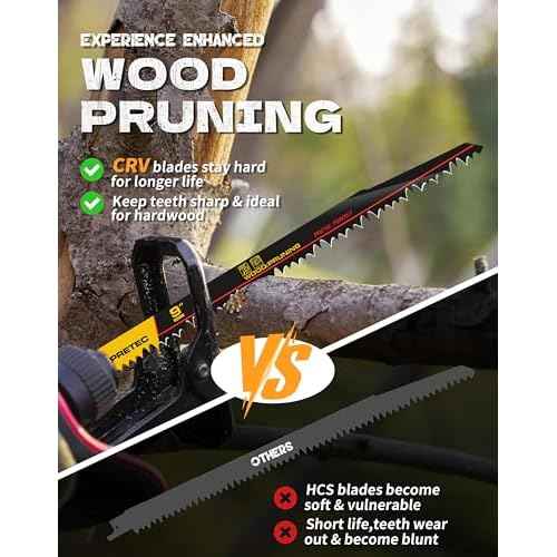 Wood Pruning Reciprocating Saw Blades, 9 Inch Pruning Blades for Reciprocating Saw, High Carbon Steel Reciprocal Saw Blades for Tree Trimming, Wood Cutting with Organizer Case, (5 Pack/5TPI)