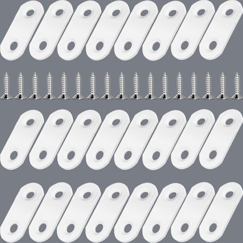 24 Pack White Flat Brackets 1.42 x 0.63 Inch Reinforcement Wall Shelves & Furniture Support