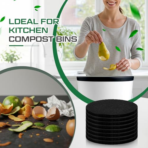 Pangda 8 Pack Oval Charcoal Filters for Compost Bin - 6.5 x 5 in, 3/8 in Thick