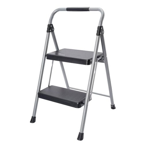 Foldable 2-Step Ladder,Steel Large Platform for Adults,Portable Small Folding Step Stool with Handle and Wide Anti-Slip Pedal,Safety Design for Home & Work & Indoor &Outdoor & Kitchen