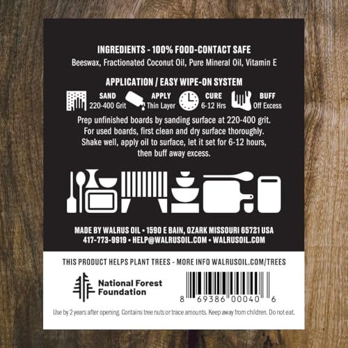 Walrus Oil 8 oz Cutting Board & Wood Butcher Block Oil - Food Safe, Food-Contact Safe, FDA Approved