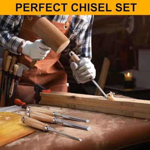 4 Piece Wood Chisel, Professional Wood Woodworking Tools Set,Bevel Edge Chisel Set