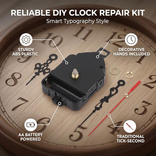 Quartz Wall Clock Movement with Low Noise Pendulum Mechanism - DIY Replacement