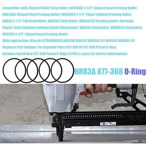 NR83A 877-368 O-Ring Piston Fit for Hitachi Superior Parts NR83A3 NR83A3 (S) NV75AG NR90AC2 NV75A NV65AC NR65AK NV83A2 NV83A 83AA2 NR83AA NR83A2 NR83A2(S) Framing Nailers (20/Pack)