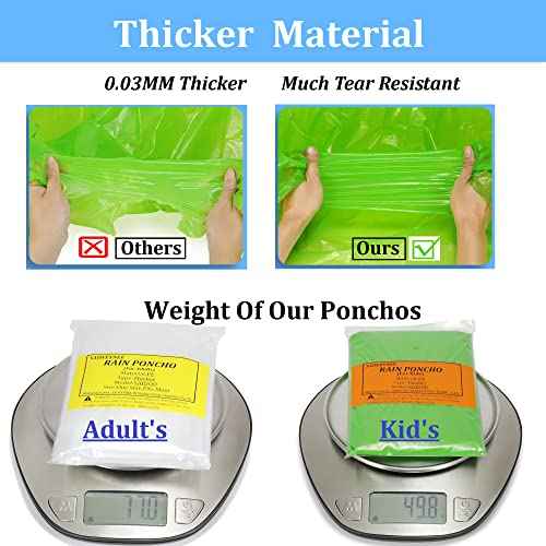 Ponchos Family Pack, Rain Poncho For Family Pack? Disposable Ponchos For Kids and Adults?Rain Ponchos