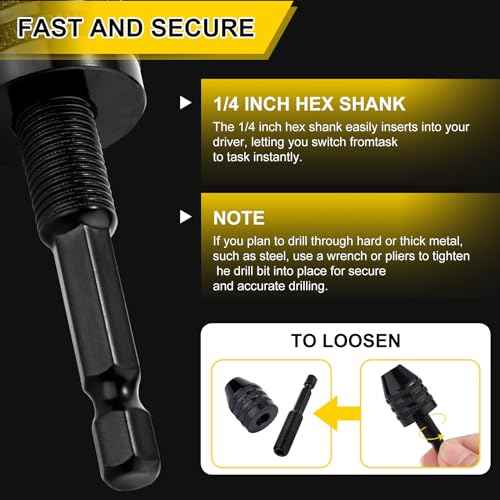 2Pcs Drill Chuck Adapter Keyless, 1/4 Inch Hex Shank Drill Bit Adapter Converter for Impact Driver, Quick Change Impact Drill Chuck Adapter in 0.6-8mm, 0.3-3.6mm for Tool Attachment