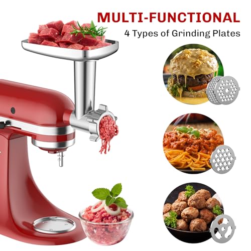 KitchenAid Meat Grinder Attachment with 4 Grinding Plates & Sausage Tubes