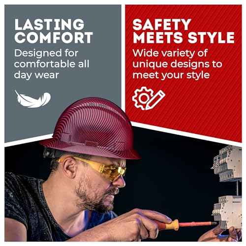 Acerpal Updated Full Brim Hard Hat, Vented, Padded, OSHA Type 1 Class C Construction Safety Approved Hardhats, Hard Hats for Men, 6 Point Ratchet Suspension, Cascos De Construccion Helmet.