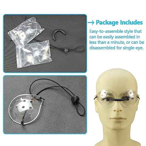 EDWERD Clear Eyes Protect Shield Glasses, Eyes Post-Op Cover Breathable Patch Guard with Elastic Strap for Myopia, Cataract Recovery, 2 PCS (B)