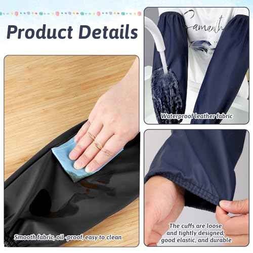KALIONE 2 Pair Waterproof Arm Sleeves Covers, PU Oversleeves Protector for Arm, Oilproof Sleeves for Arms