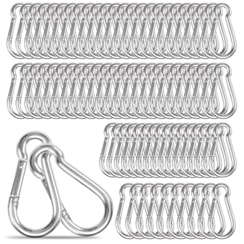 V-chen Silver Heavy Duty 3.12 Inch Carabiner Clips 60PCS M8 Spring Snap Hooks