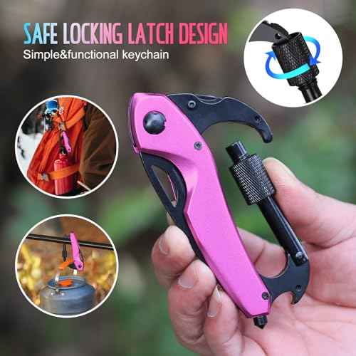Pink Multitool Knife for Women Wife Mom Gifts, Stocking Stuffers for Christmas Gifts, EDC Multitool, Hiking Fishing Camping Gear for Women, Multitools with 2.81 inch Blade, Screwdriver, Bottle Opener