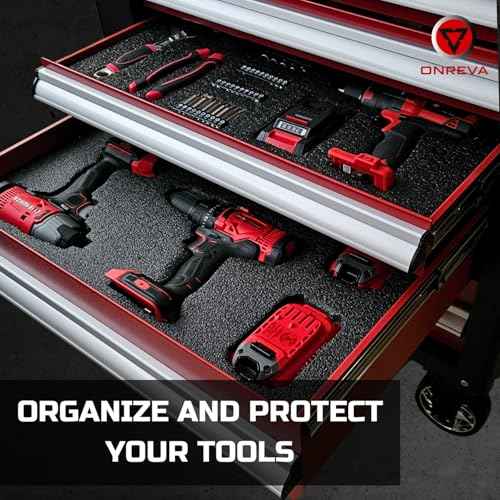 ONREVA Tool Box Foam, 3Pack 16x12x2 inch, Foam Inserts for Cases, Polyethylene Storage Sheets for Toolbox Hard Case, Tool Shadow Insert, Kaizen Organizer Sheet