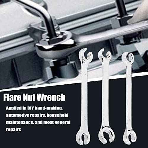 Flare Nut Wrench, 8mmx10mm Metric Double Open End, High Carbon Steel and Chrome Plating, for Household Maintenance and General Repairs