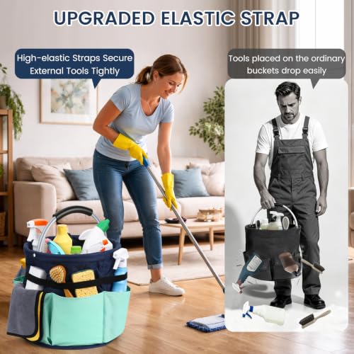 BUVE 17L Cleaning Supply Caddy with Handle – Collapsible Organizer Blue