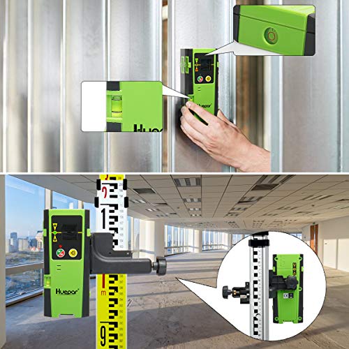 Huepar Laser Detector LR-6RG for Pulse Mode Laser Levels, Up to 200Ft Green & Red Beams