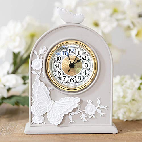 HILLHOME Mini Quartz Clock Insert 2.8 Inch Round White Dial Gold Trim - Fits 2.4 Inch Hole