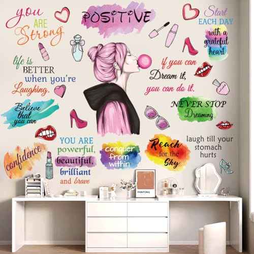 Vinyl Wall Quotes Stickers - Inspirational Peel & Stick Motivational Wall Decals for Girl Bedroom & Living Room