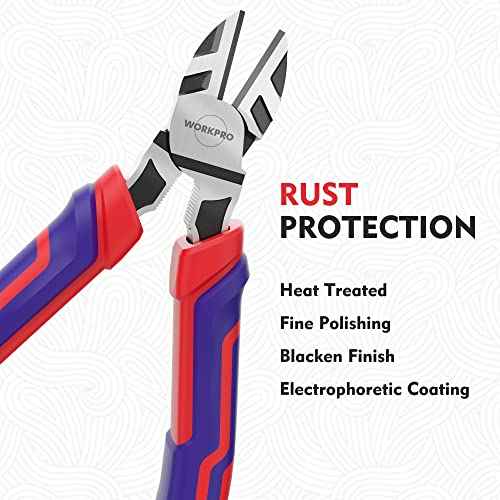 WORKPRO 6¡± Wire Cutters Heavy Duty CRV Steel, Diagonal Pliers for Cutting Wires Craft, Comfort Grip Handle