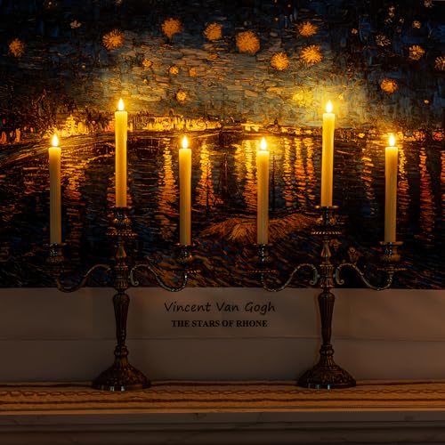 Homemory Ivory Flameless LED Taper Candles with Remote & Timer, 9.6 Inch - Dripless Window Candles for Fireplace, Xmas & Halloween Decor