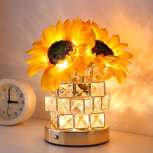 Sunflowers Flower Lamp - Cordless Touch Table Lamp with 3 Light Modes for Gifts & Decor