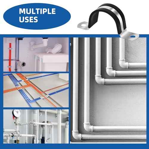 1-1/4 Inch pipe clamps,Pipe fixing clamp,304 Stainless Steel & Rubber Lining Pipe Strap Clamp £¨6pcs 32mm)