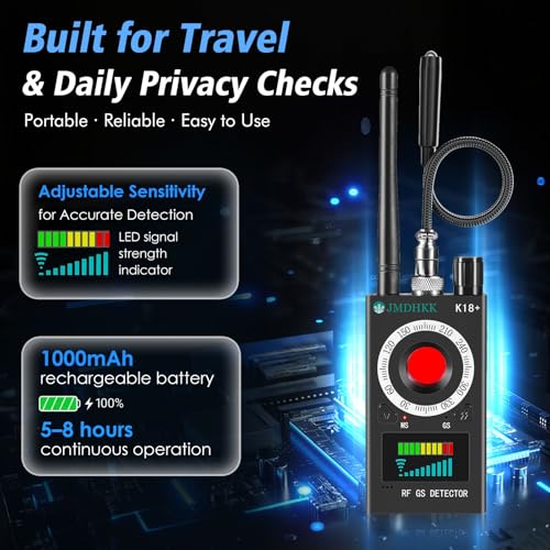 JMDHKK Black Hidden Camera Detector Spy Bug Finder Magnetic Field Scanner Privacy Tool