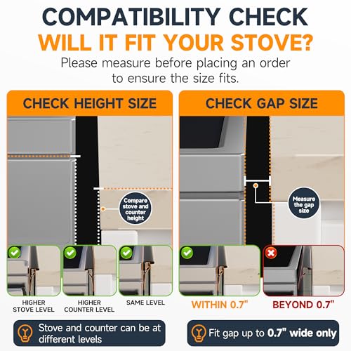 Stainless Steel Stove Gap Covers, 2-Pack Retractable 13.8"-27.5" | Heat-Resistant Gap Filler