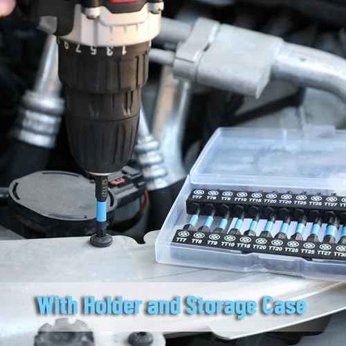 Bates- Impact Torx Bit Set, 27 pcs, 1" and 2" Long, 1/4" Hex Shank TT7-TT40, Security Torx Bit Set, Tamper Proof, Magnetic Holder and Storage Case