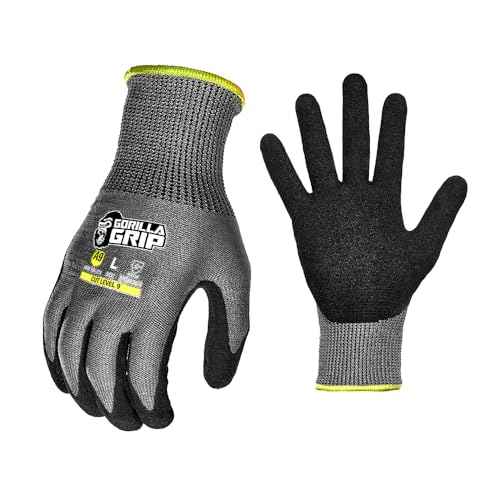 Gorilla Grip A9 Cut Resistant Work Gloves, Nitrile Coated -Large (27242-212B)